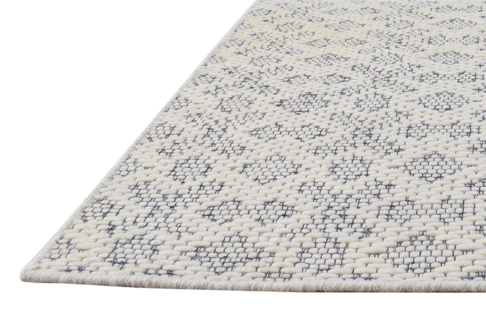 3' X 3' Rug Wool Off-White Modern Hand Woven Scandinavian Nordic Small Carpet 