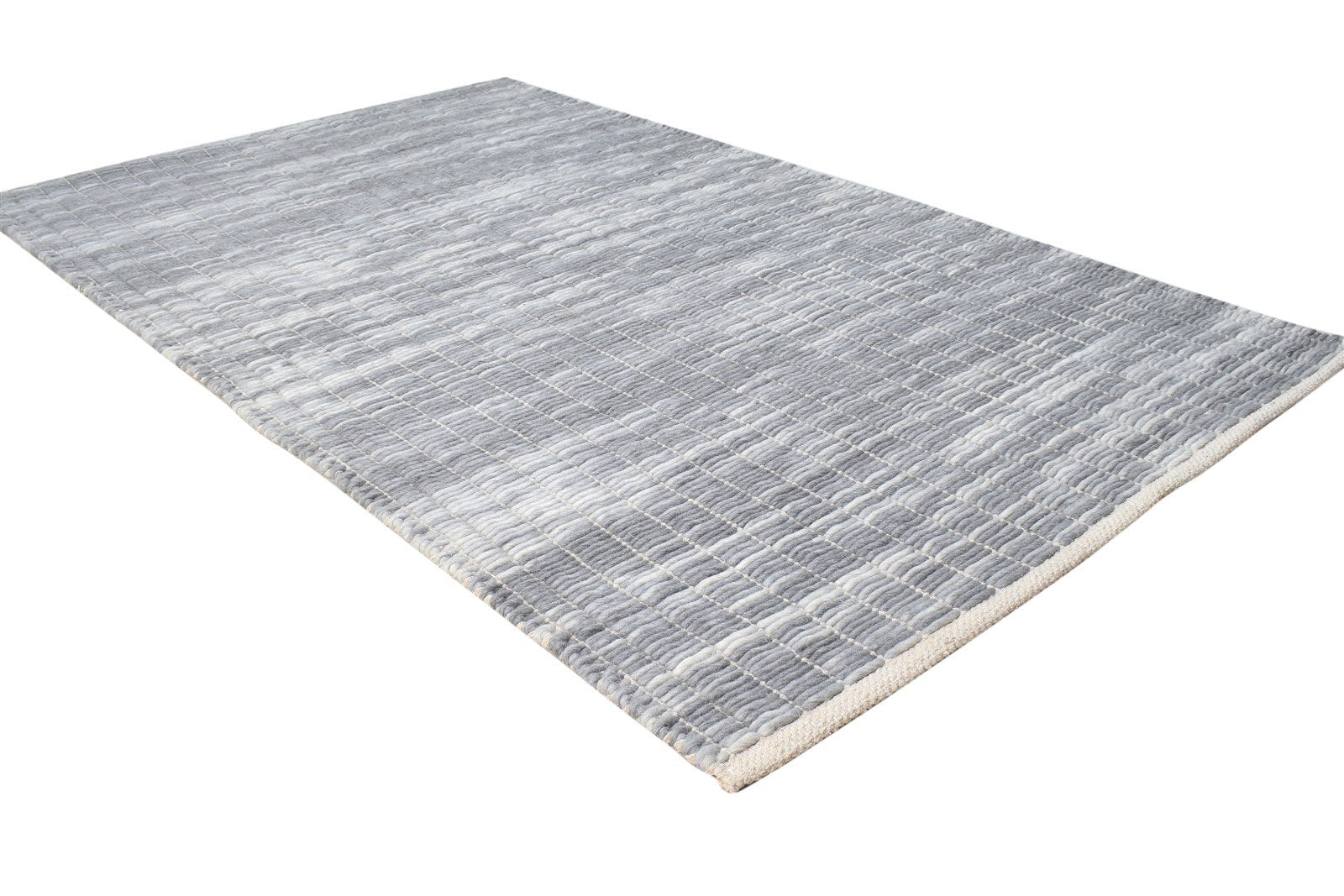 Grey Wool Rug 3' X 5' Modern Hand Woven Scandinavian Nordic Small Carpet 