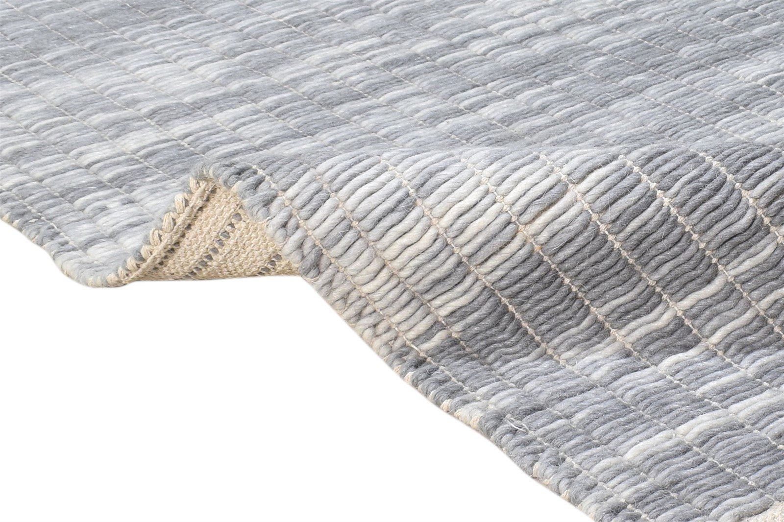 Grey Wool Rug 3' X 5' Modern Hand Woven Scandinavian Nordic Small Carpet 