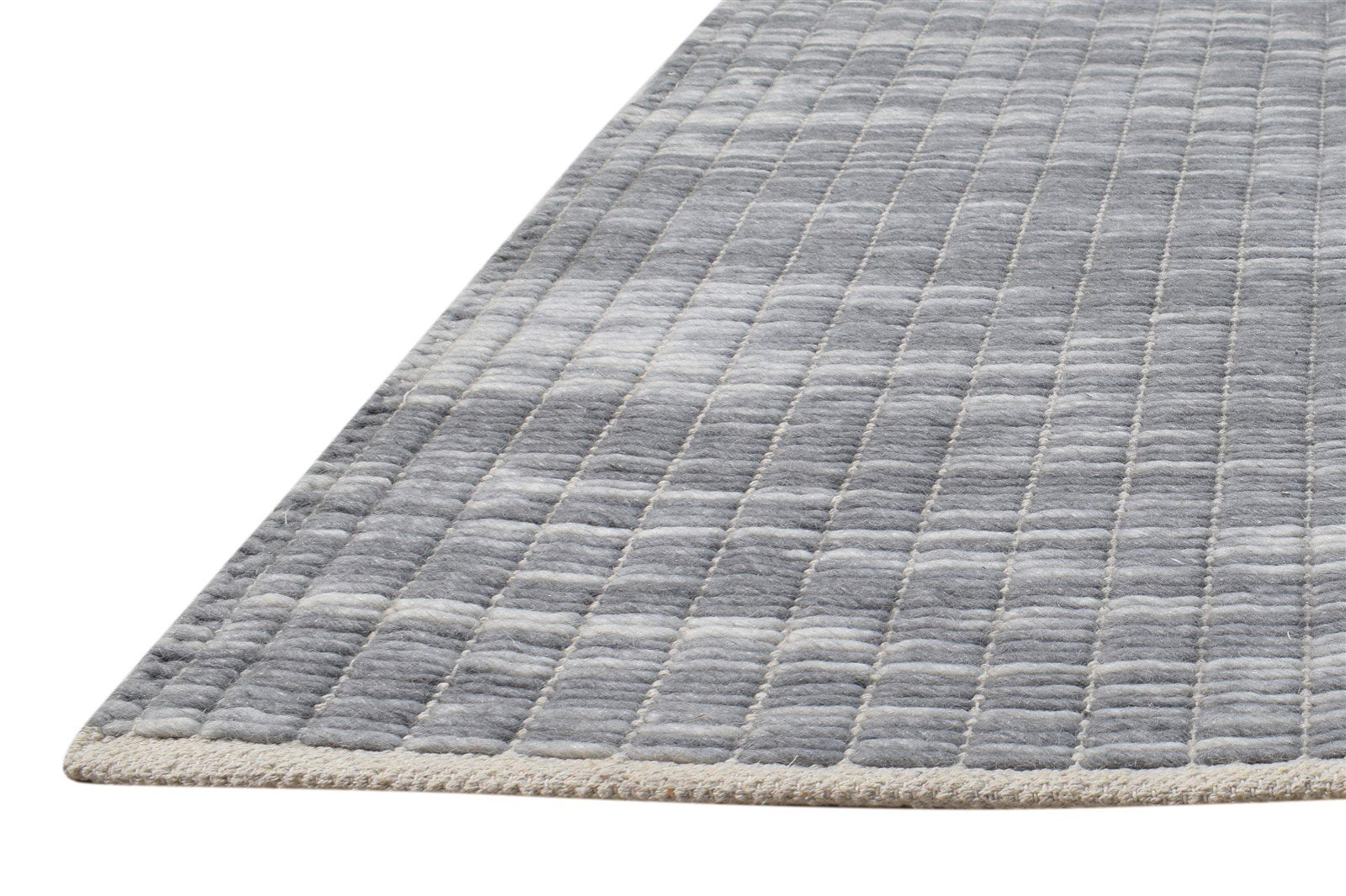 Grey Wool Rug 3' X 5' Modern Hand Woven Scandinavian Nordic Small Carpet 