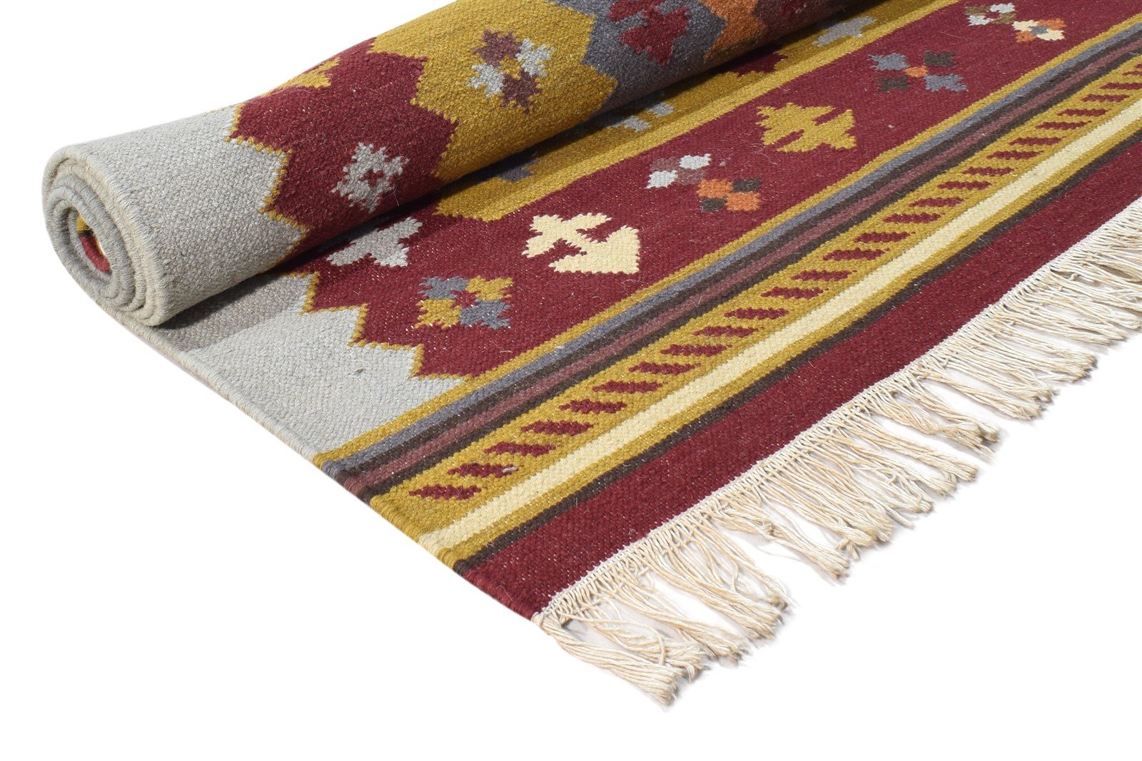 5' X 8' Rug Wool Red Southwestern Dhurrie American Tribal Room Size Carpet 