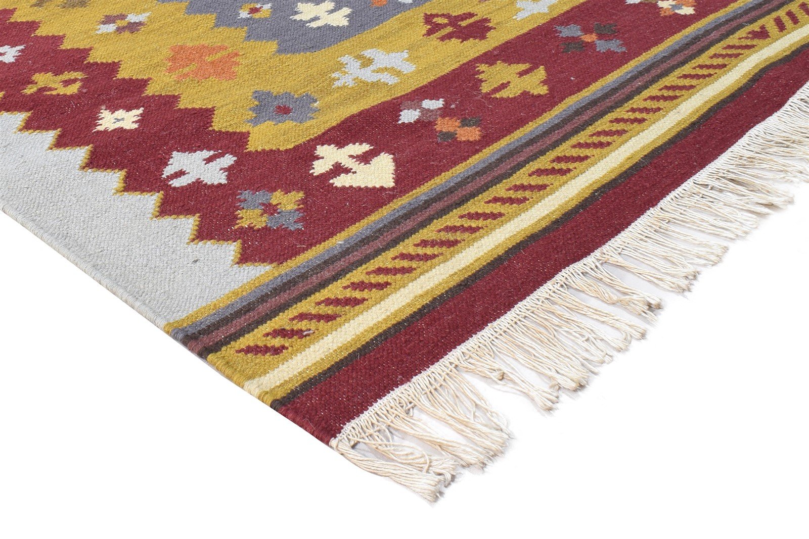 5' X 8' Rug Wool Red Southwestern Dhurrie American Tribal Room Size Carpet 