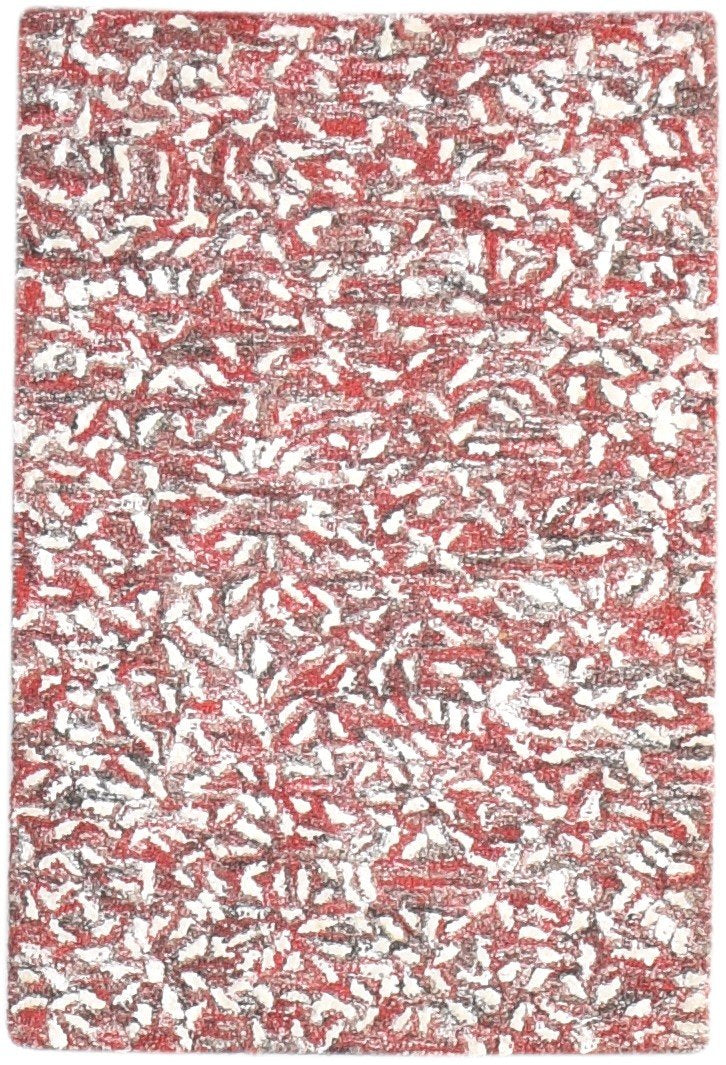 Hand Tufted Red Wool Rug 2' X 3' Modern French Floral Small Carpet 