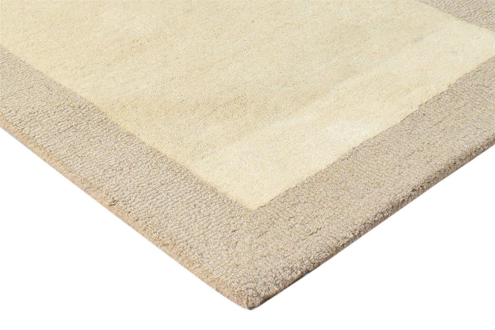 Wool Cream Rug 2' X 3' Modern Hand Tufted Scandinavian Bordered Small Carpet 