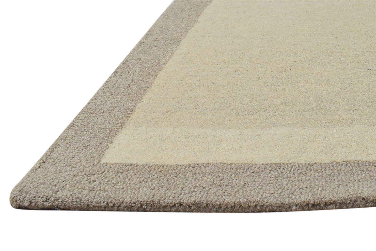 Wool Cream Rug 2' X 3' Modern Hand Tufted Scandinavian Bordered Small Carpet 