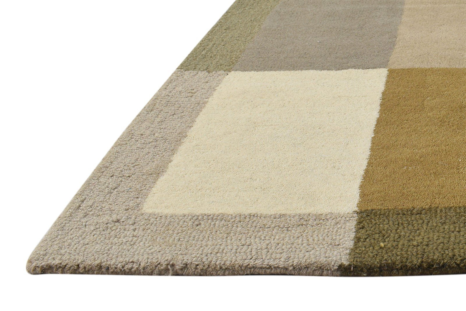 Beige Wool Rug 2' X 3' Modern Hand Tufted Scandinavian Bordered Small Carpet 