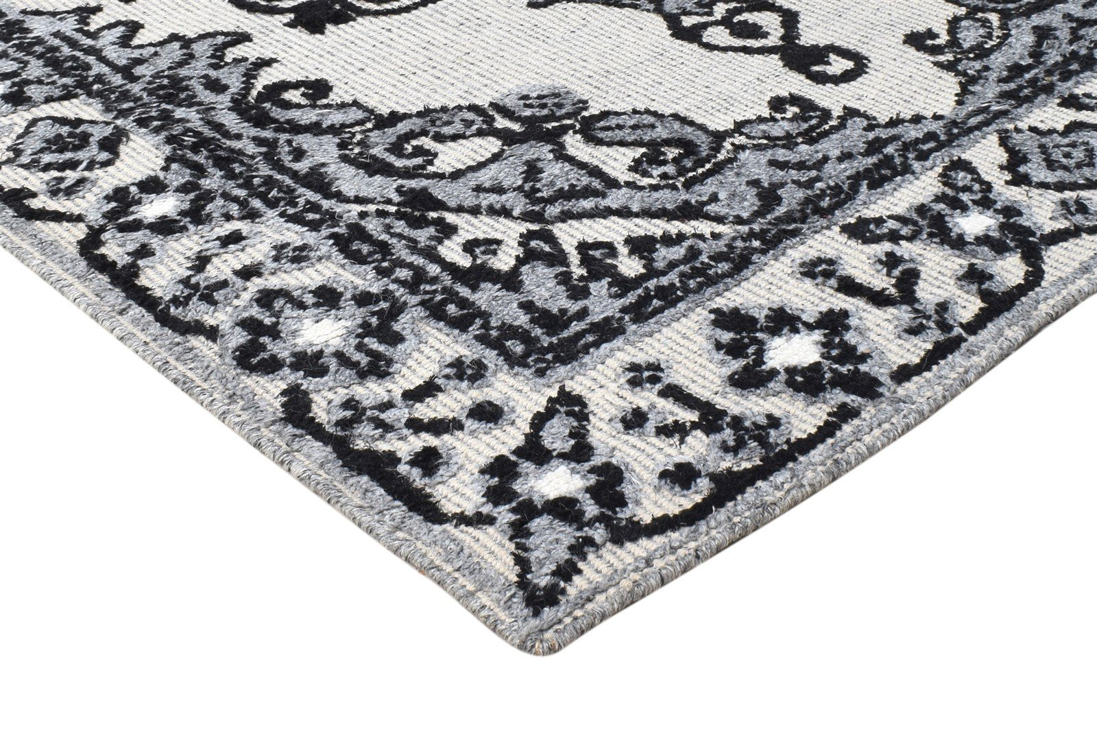 Grey Polyester Rug 4X6 Persian Hand Knotted Oriental Medallion Room Size Carpet 