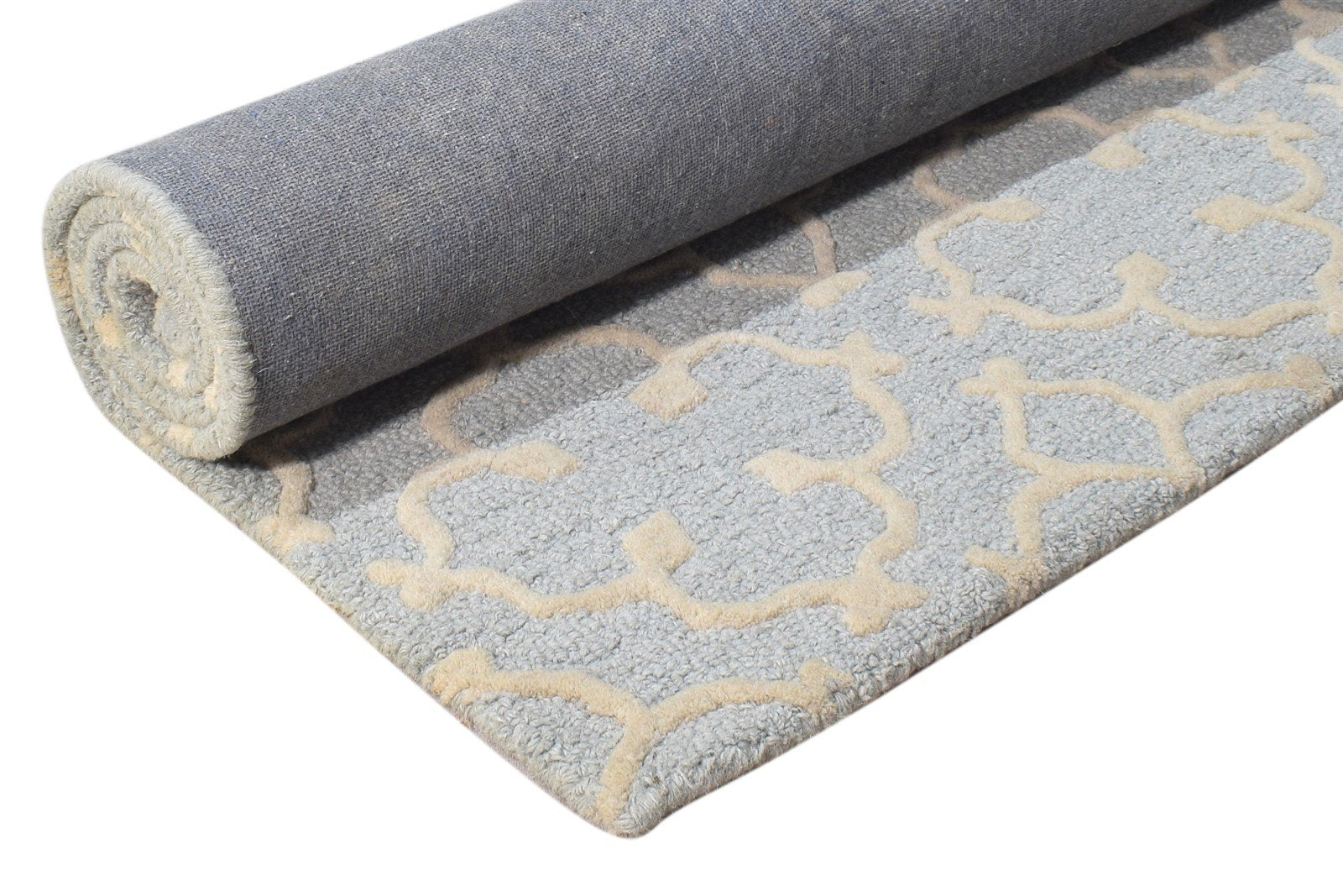 Hand Tufted Grey Wool Rug 3' X 5' Modern Moroccan Trellis Small Carpet 