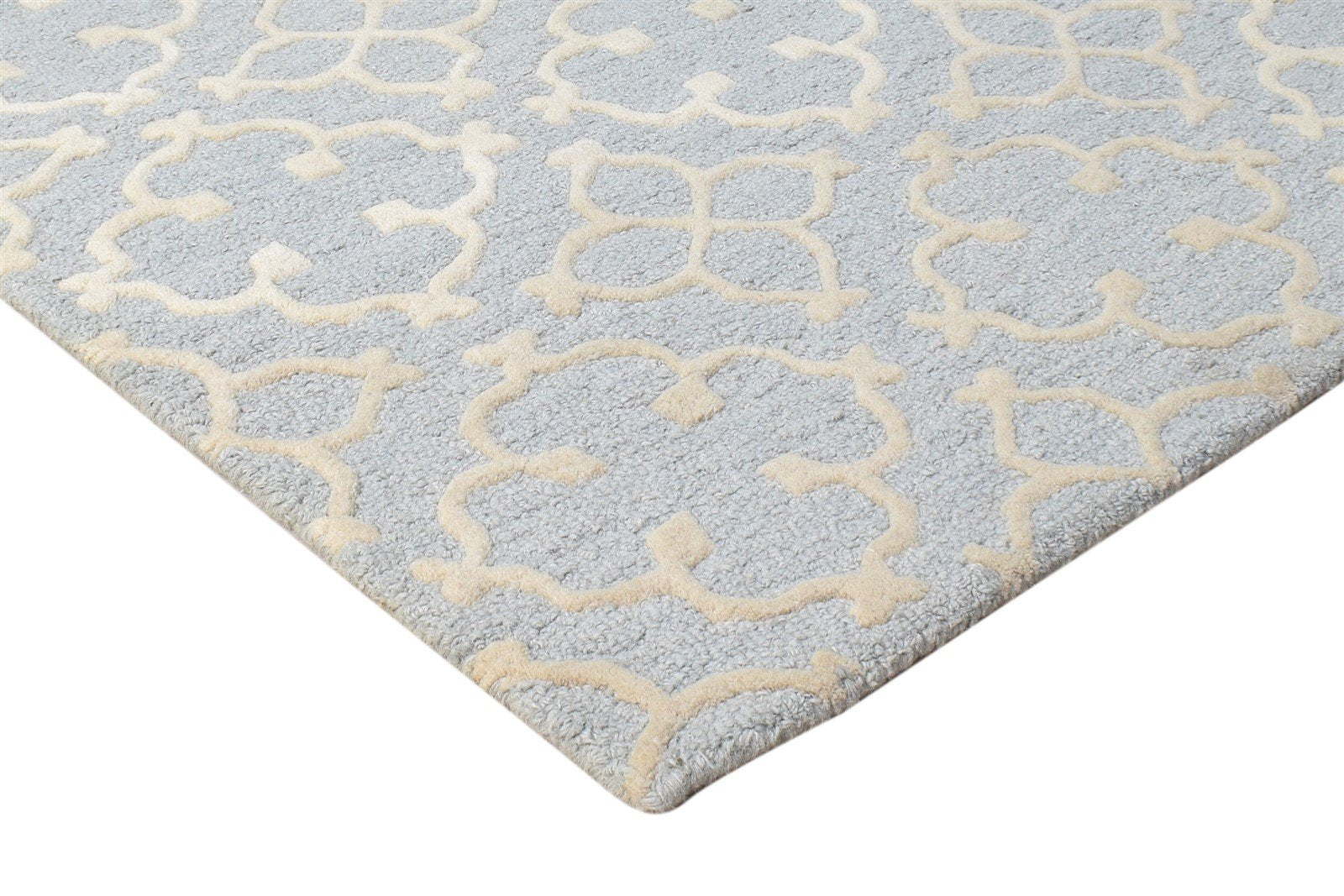 Hand Tufted Grey Wool Rug 3' X 5' Modern Moroccan Trellis Small Carpet 