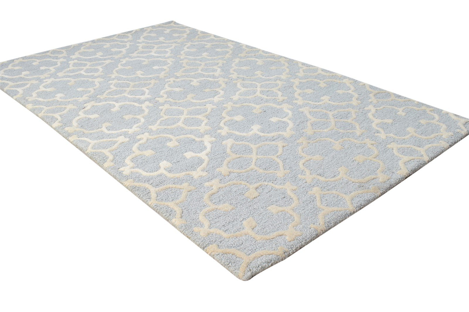 Hand Tufted Grey Wool Rug 3' X 5' Modern Moroccan Trellis Small Carpet 