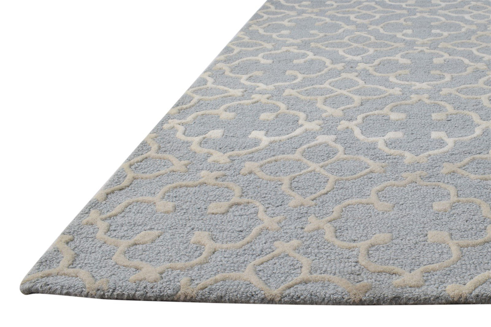 Hand Tufted Grey Wool Rug 3' X 5' Modern Moroccan Trellis Small Carpet 