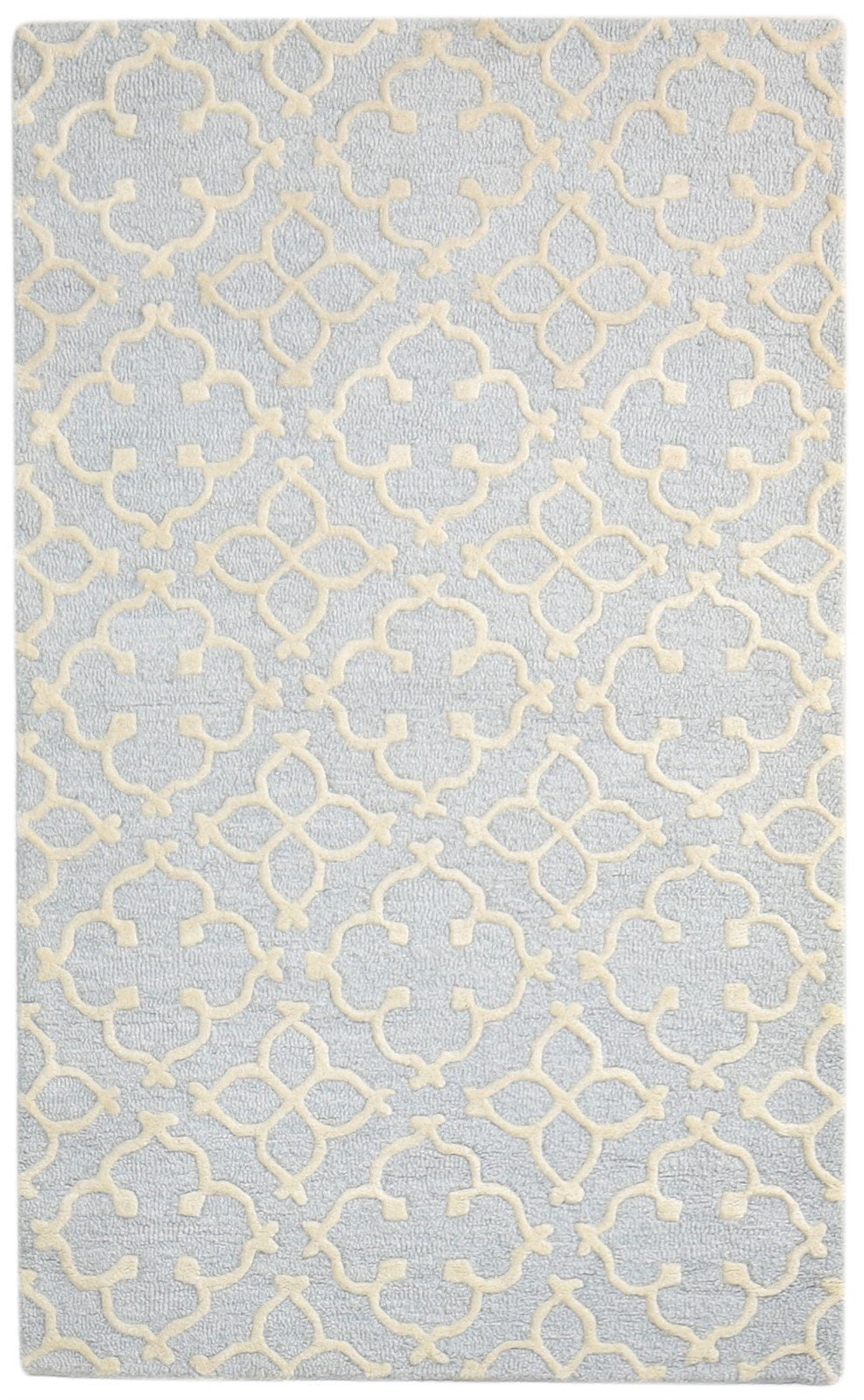 Hand Tufted Grey Wool Rug 3' X 5' Modern Moroccan Trellis Small Carpet 