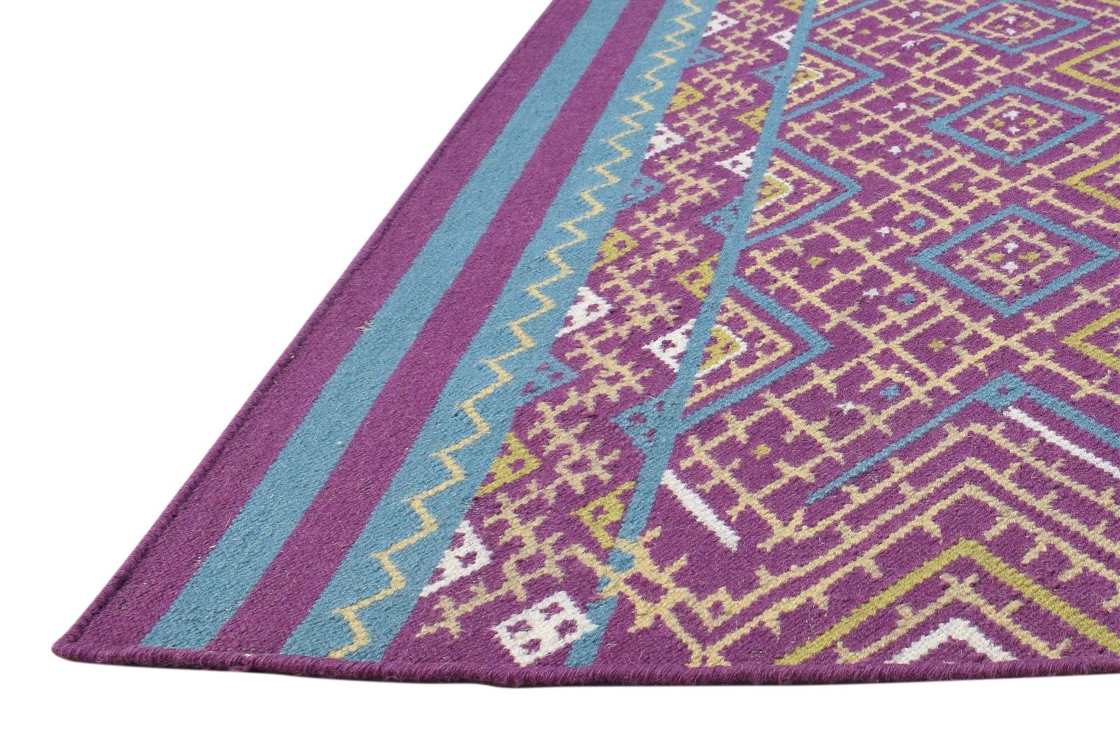 Purple Wool Rug 3' X 3' Persian Dhurrie Bokhara Oriental Small Carpet 