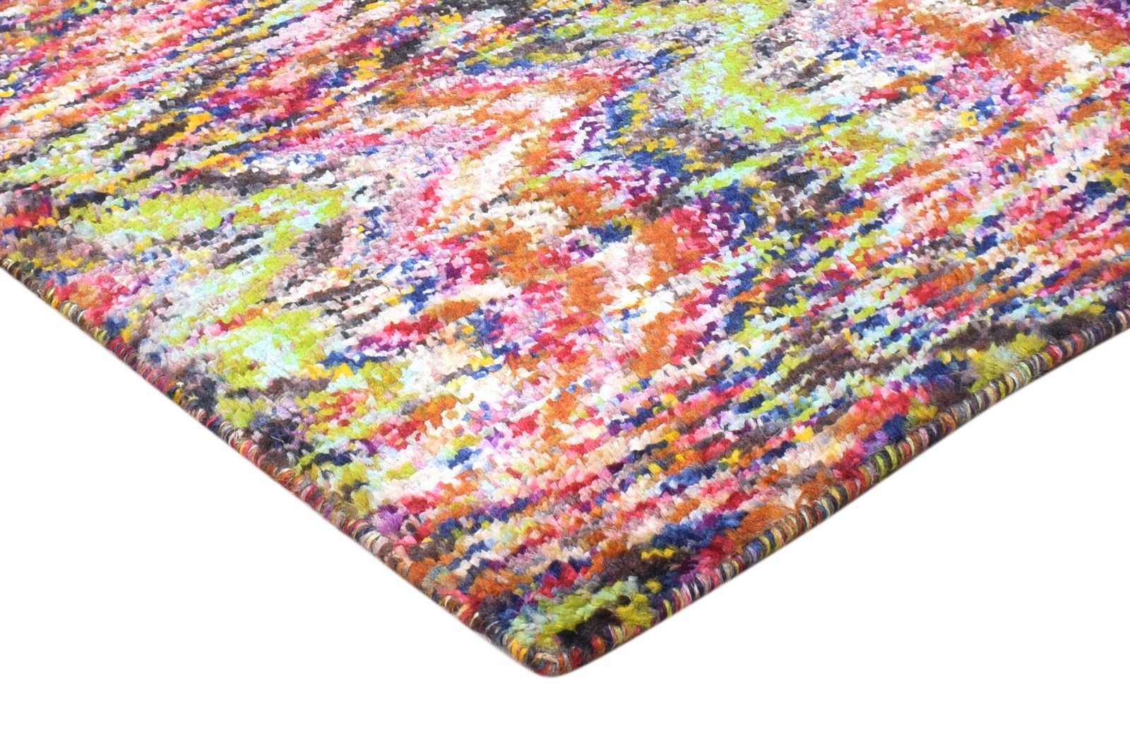 Polyester Multi Color Rug 2X3 Modern Hand Knotted Bohemian Abstract Small Carpet 