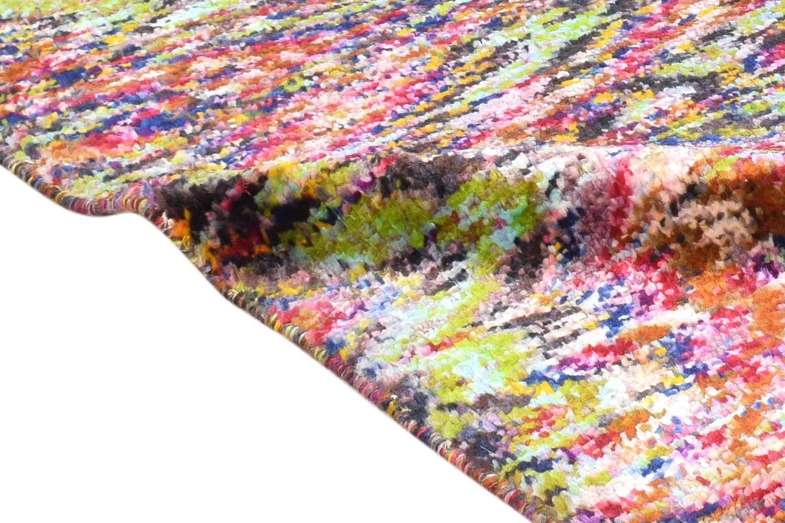 Polyester Multi Color Rug 2X3 Modern Hand Knotted Bohemian Abstract Small Carpet 