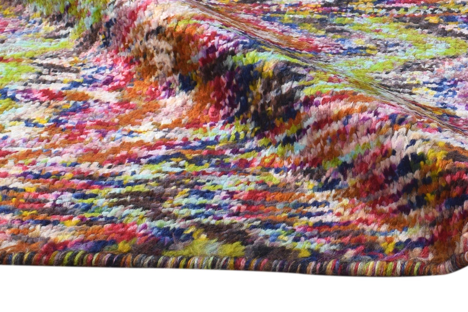 Polyester Multi Color Rug 2X3 Modern Hand Knotted Bohemian Abstract Small Carpet 