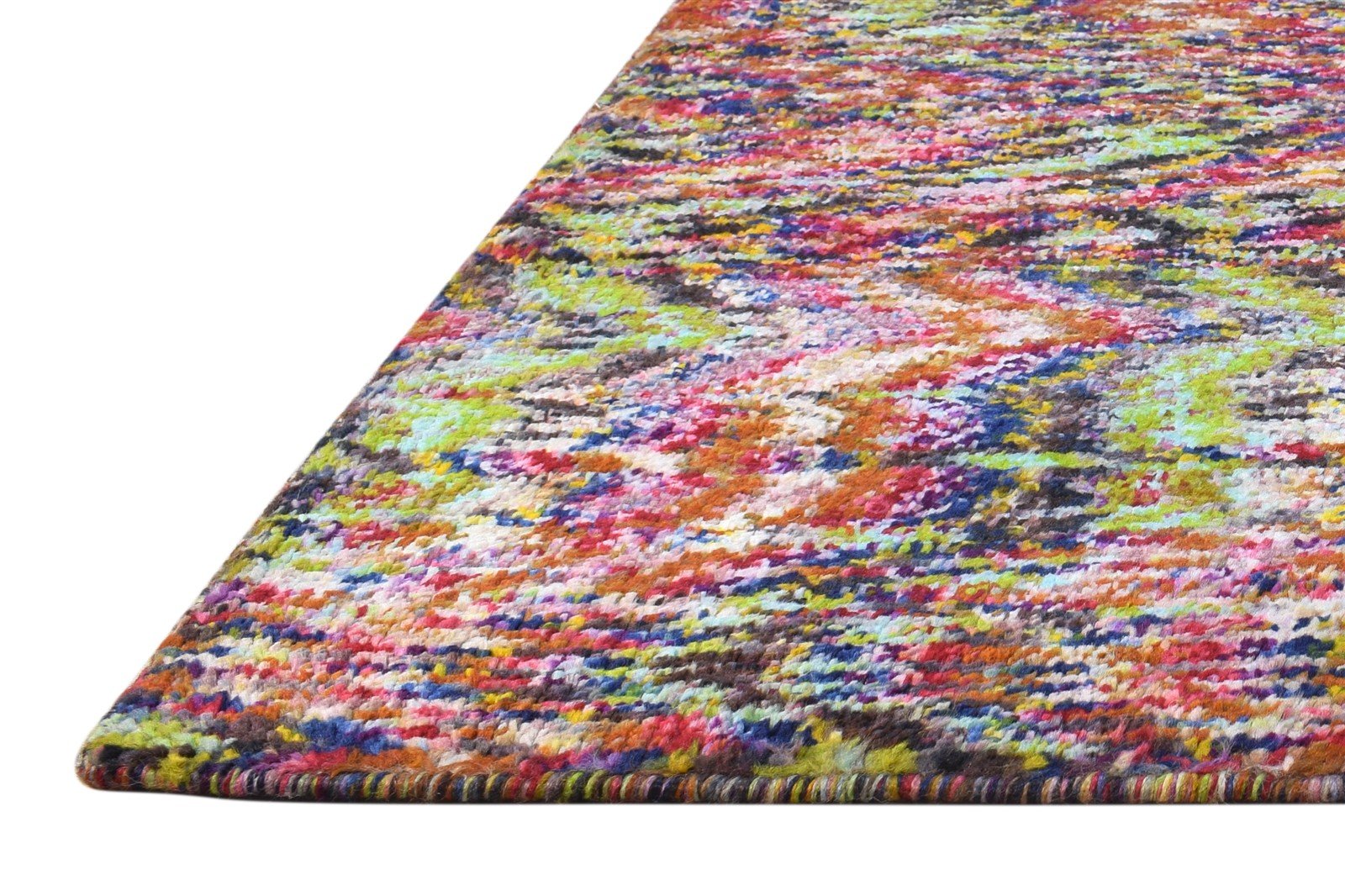 Polyester Multi Color Rug 2X3 Modern Hand Knotted Bohemian Abstract Small Carpet 