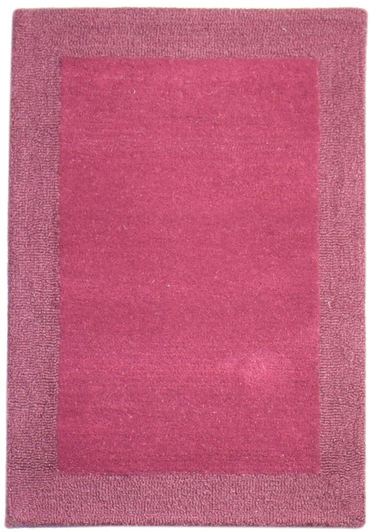 Hand Tufted Wine Wool Rug 2' X 3' Modern Scandinavian Bordered Small Carpet 