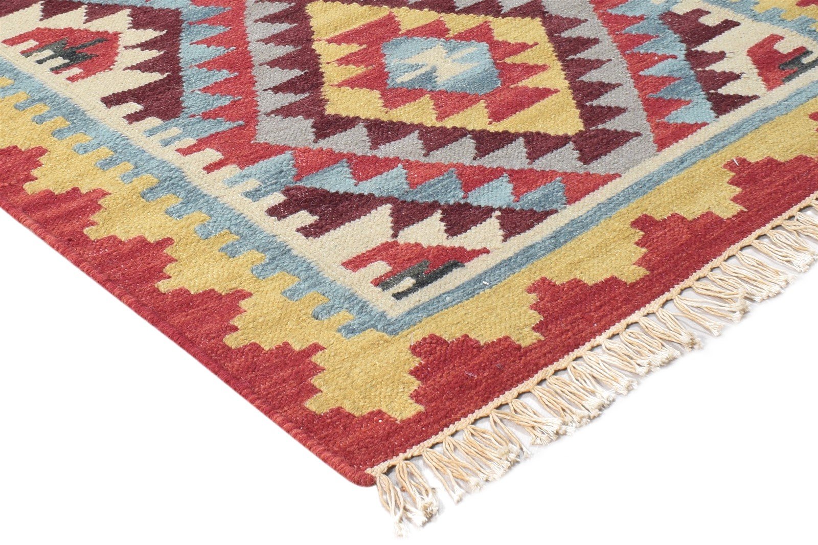 3' X 4' Rug Wool Red Southwestern Dhurrie American Tribal Small Carpet 