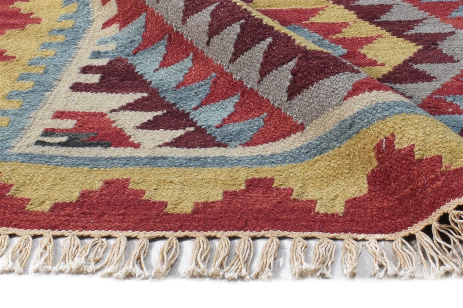 3' X 4' Rug Wool Red Southwestern Dhurrie American Tribal Small Carpet 