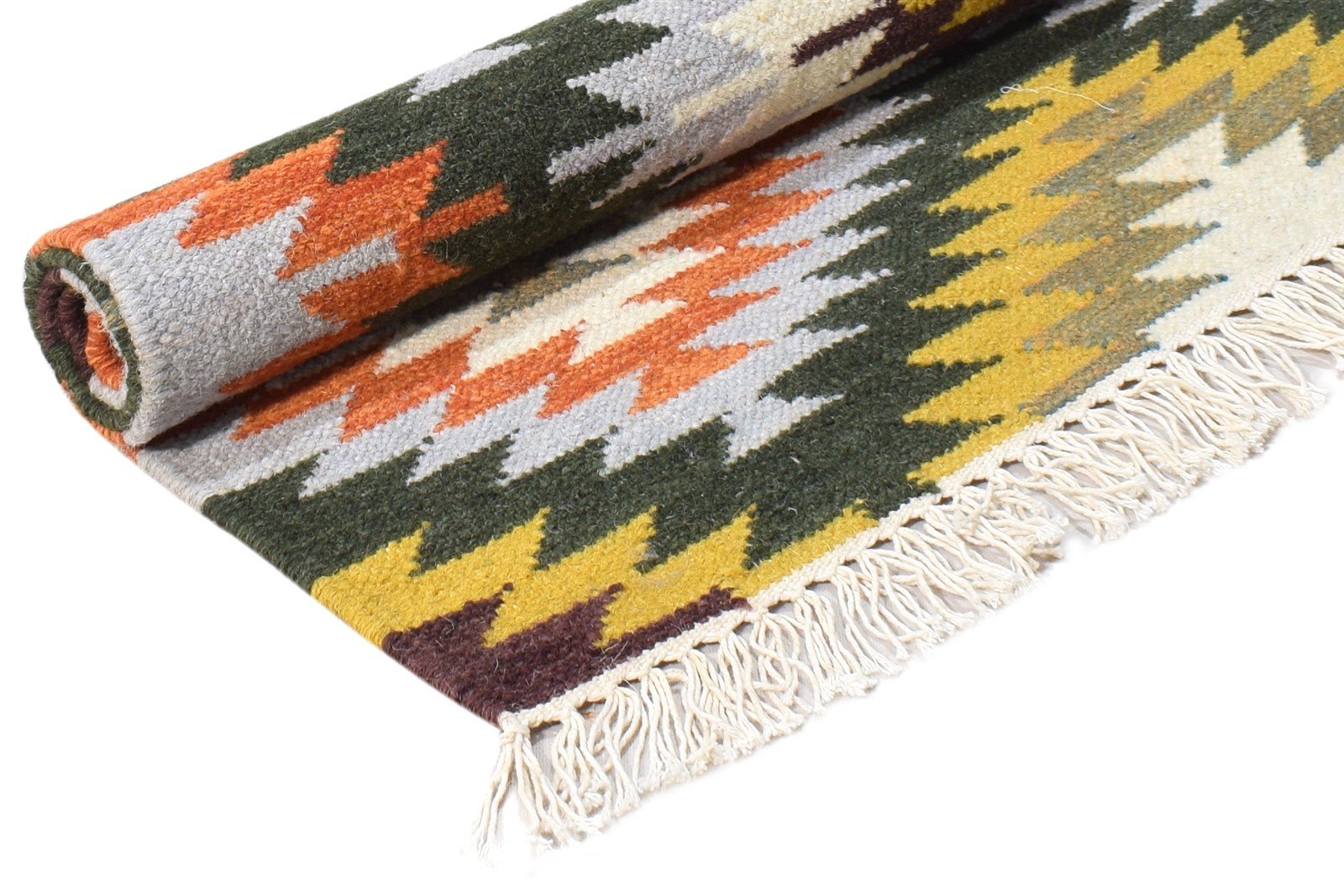 Multi Color Wool Rug 2' X 3' Modern Dhurrie Bohemian Southwestern Small Carpet 