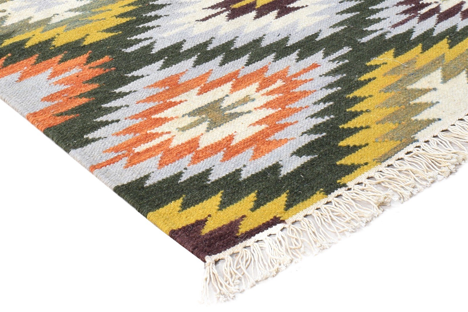 Multi Color Wool Rug 2' X 3' Modern Dhurrie Bohemian Southwestern Small Carpet 