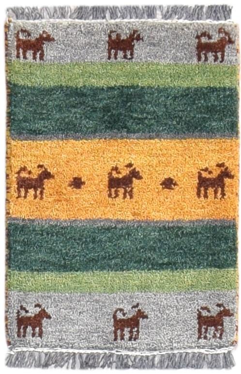 Wool Multi Color Rug 1X2 Southwestern Hand Knotted Gabbeh Striped Small Carpet 