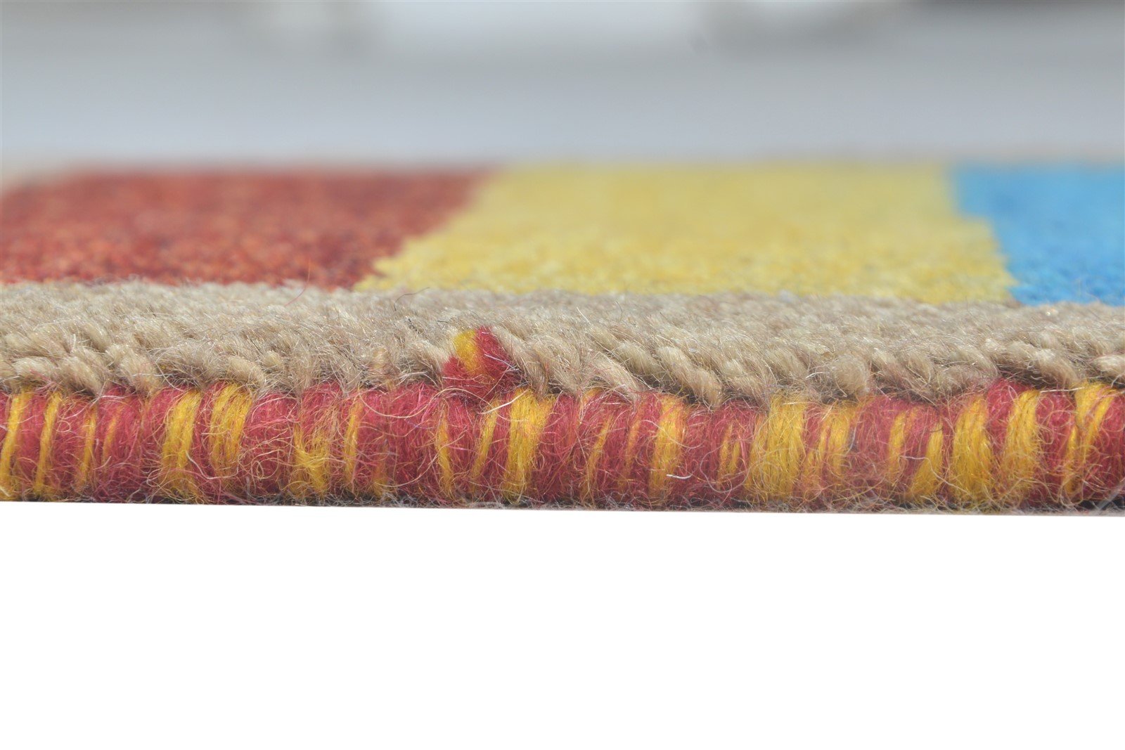 Wool Multi Color Rug 1X2 Southwestern Hand Knotted Gabbeh Striped Small Carpet 