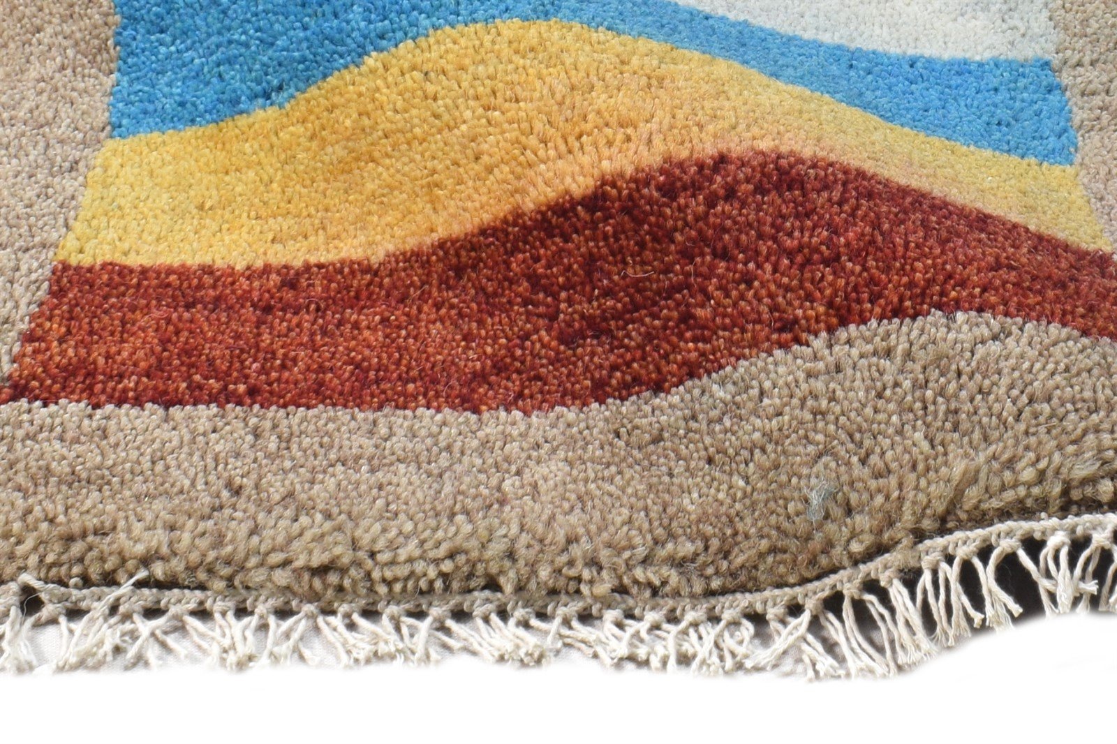 Wool Multi Color Rug 1X2 Southwestern Hand Knotted Gabbeh Striped Small Carpet 