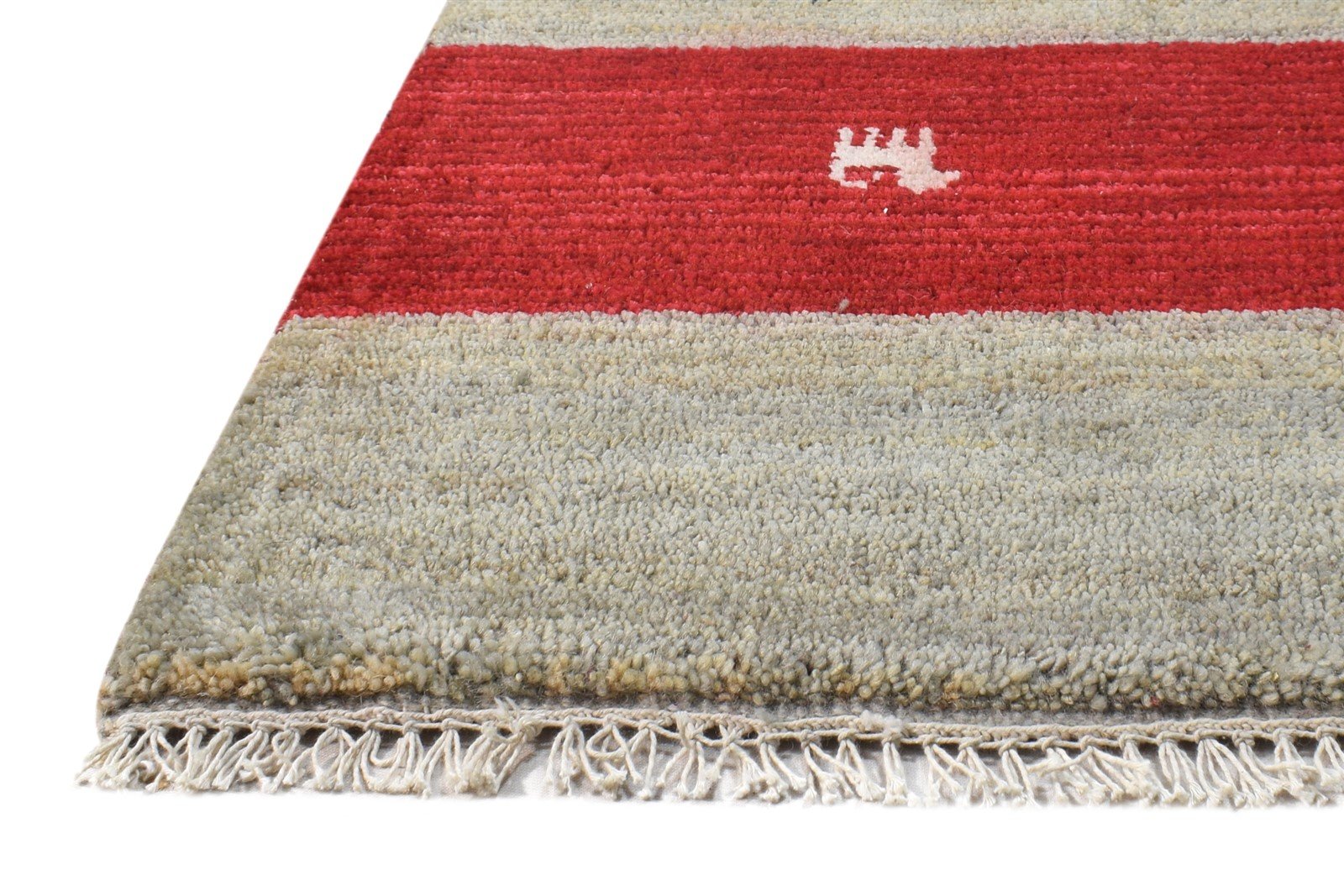 Grey Wool Rug 1' X 2' Modern Hand Knotted Scandinavian Bordered Small Carpet 