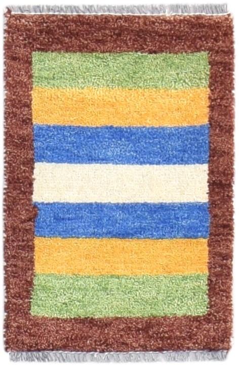 Wool Multi Color Rug 1X2 Southwestern Hand Knotted Gabbeh Striped Small Carpet 