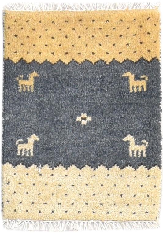 2X2 Rug Wool Dark Grey Southwestern Hand Knotted American Tribal Small Carpet 