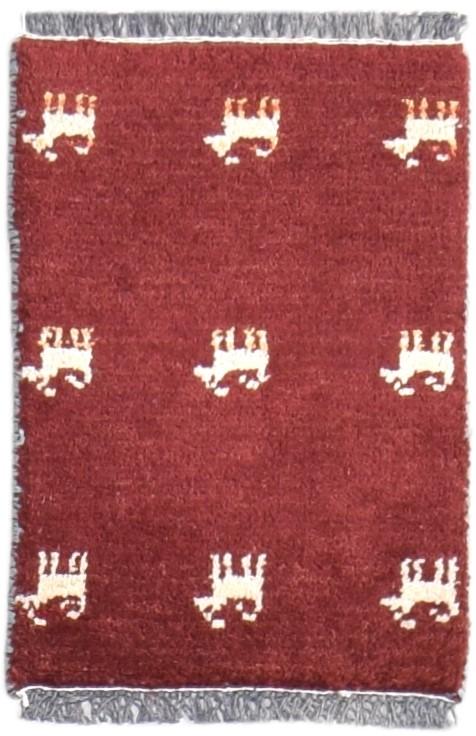 Hand Knotted Wine Wool Rug 1' X 2' Southwestern American Tribal Small Carpet 