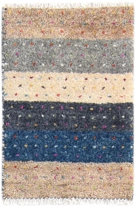 Beige Wool Rug 1' X 2' Southwestern Hand Knotted American Tribal Small Carpet 