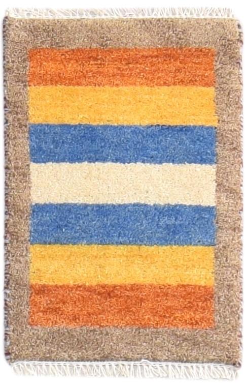 Wool Multi Color Rug 1X2 Southwestern Hand Knotted Gabbeh Striped Small Carpet 