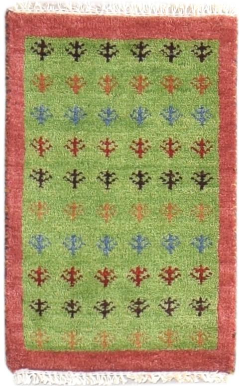 Wool Green Rug 1' X 2' Modern Hand Knotted French Floral Small Carpet 