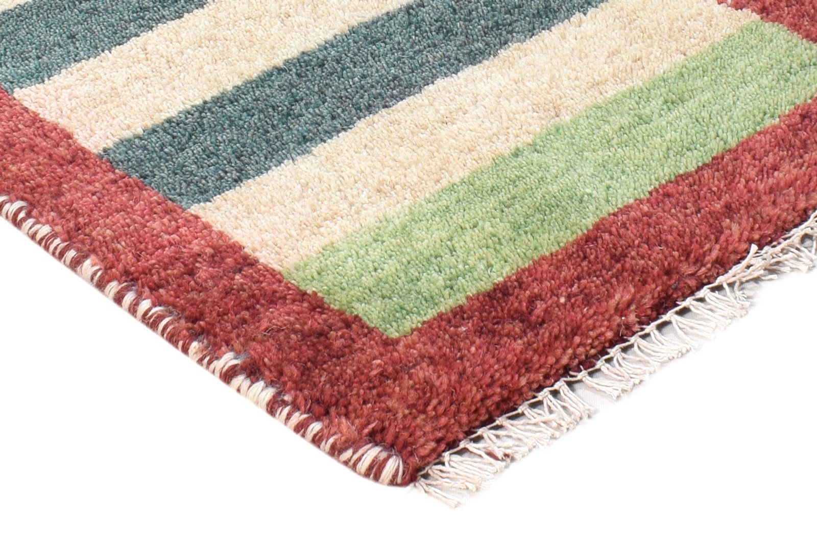 Multi Color Wool Rug 1X2 Southwestern Hand Knotted Gabbeh Striped Small Carpet 