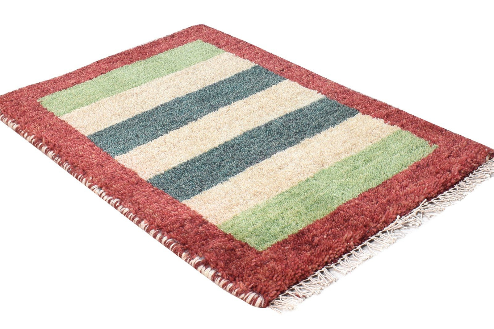 Multi Color Wool Rug 1X2 Southwestern Hand Knotted Gabbeh Striped Small Carpet 