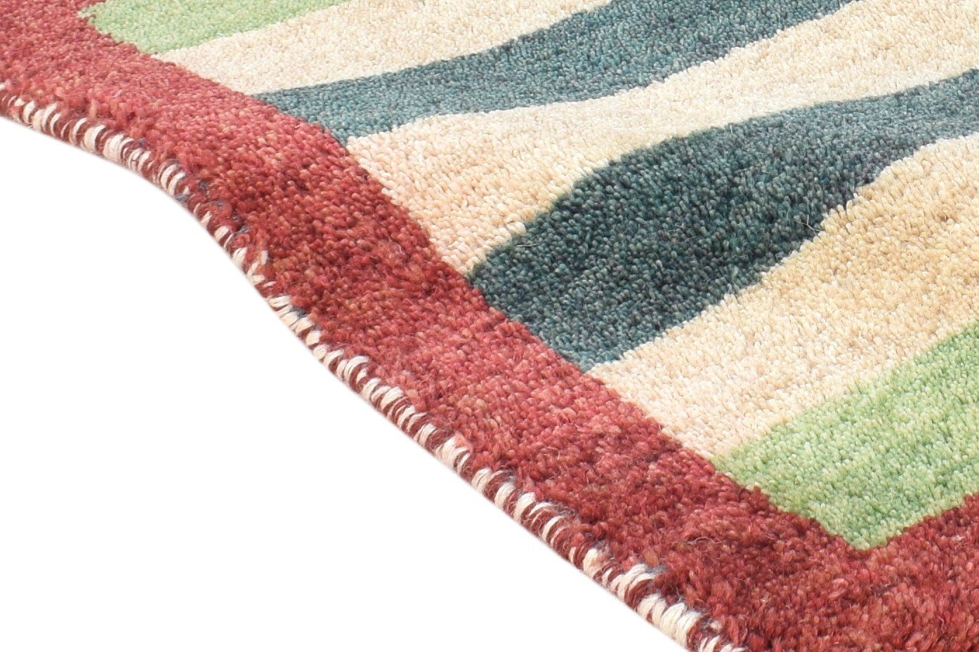 Multi Color Wool Rug 1X2 Southwestern Hand Knotted Gabbeh Striped Small Carpet 