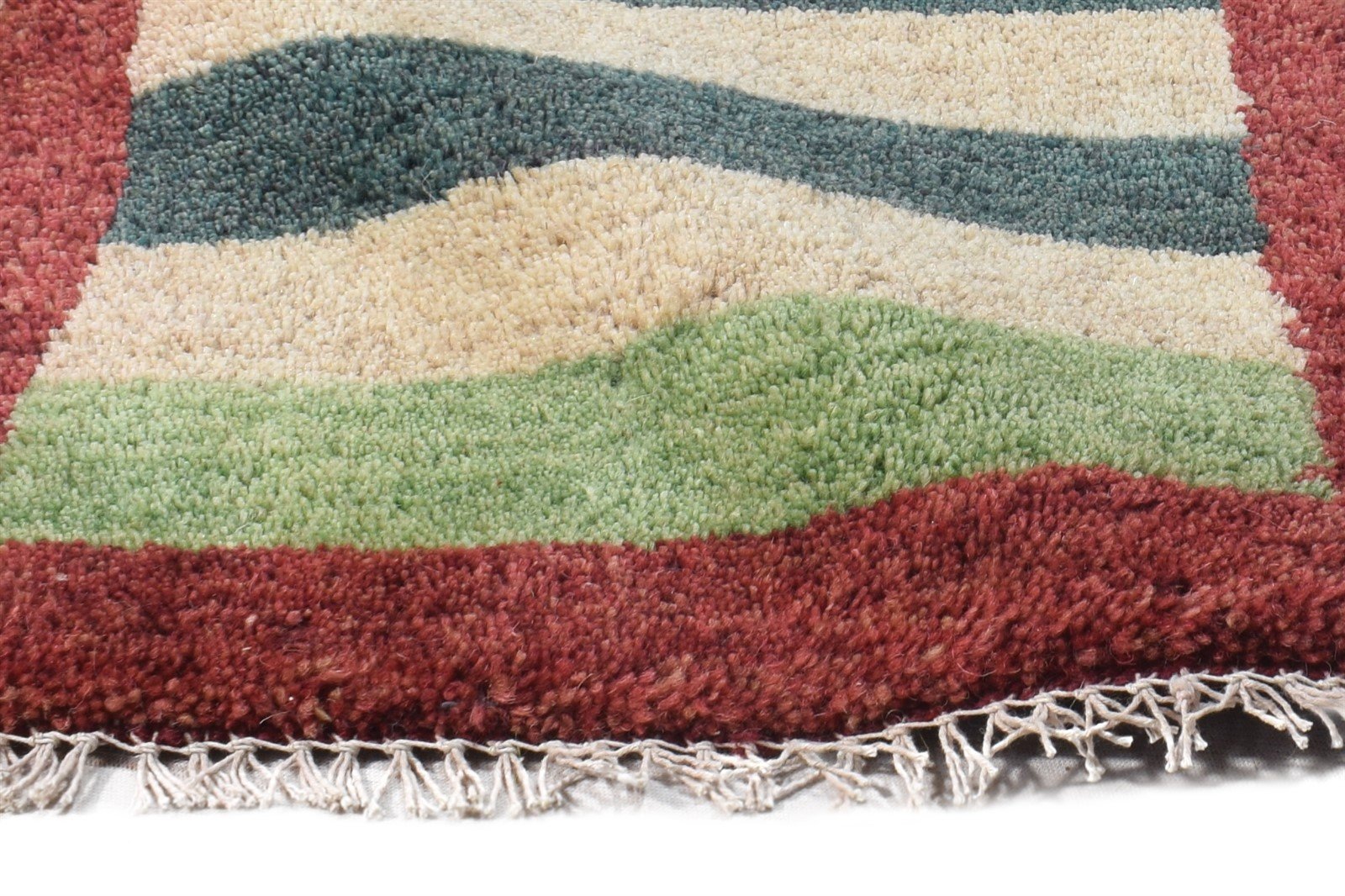 Multi Color Wool Rug 1X2 Southwestern Hand Knotted Gabbeh Striped Small Carpet 