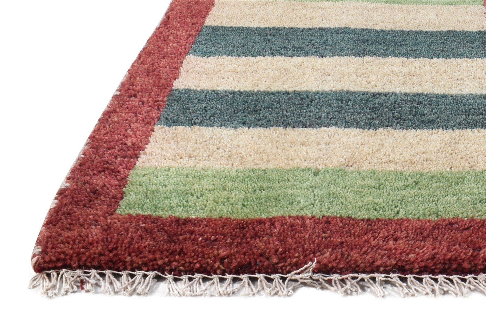 Multi Color Wool Rug 1X2 Southwestern Hand Knotted Gabbeh Striped Small Carpet 