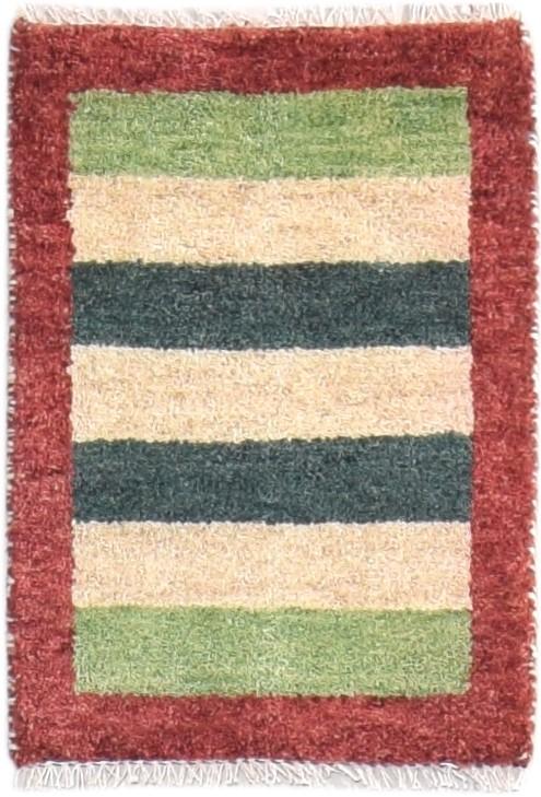 Multi Color Wool Rug 1X2 Southwestern Hand Knotted Gabbeh Striped Small Carpet 