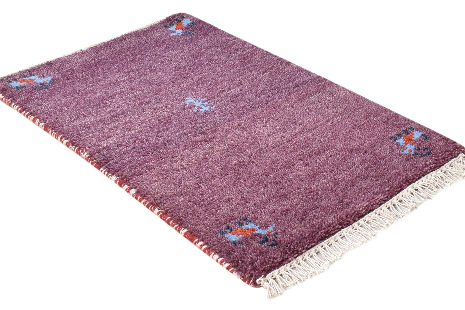 Wool Purple Rug 1' X 2' Tribal Hand Knotted Southwestern Solid Small Carpet 