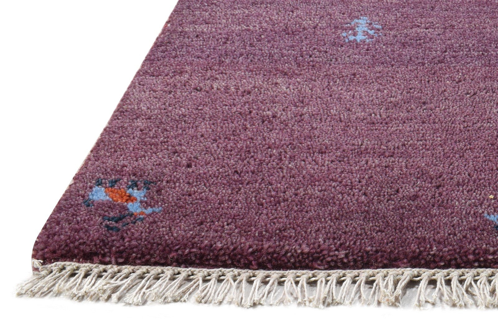 Wool Purple Rug 1' X 2' Tribal Hand Knotted Southwestern Solid Small Carpet 