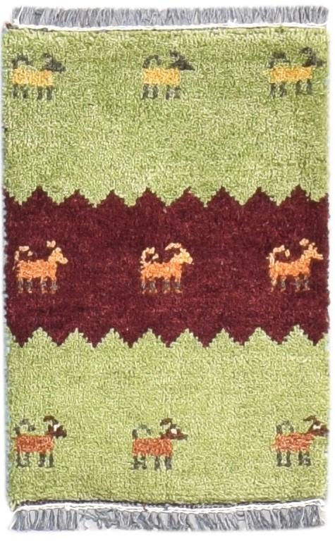 1' X 2' Rug Wool Green Southwestern Hand Knotted American Tribal Small Carpet 