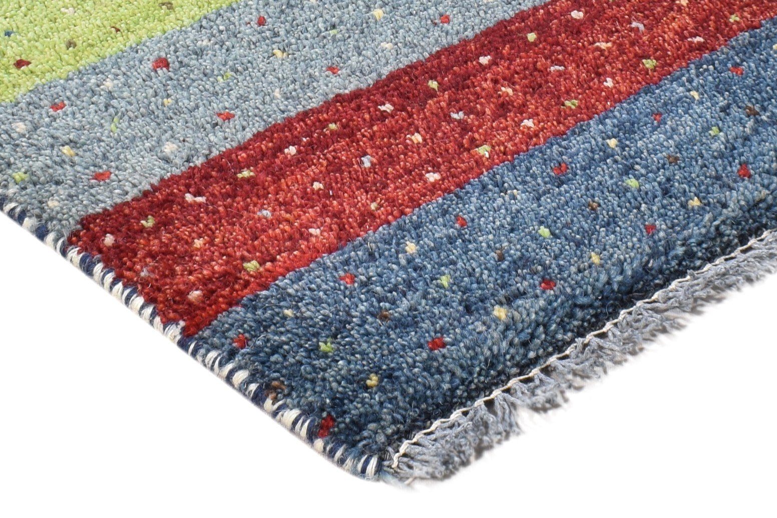 1X2 Rug Wool Multi Color Southwestern Hand Knotted Gabbeh Striped Small Carpet 