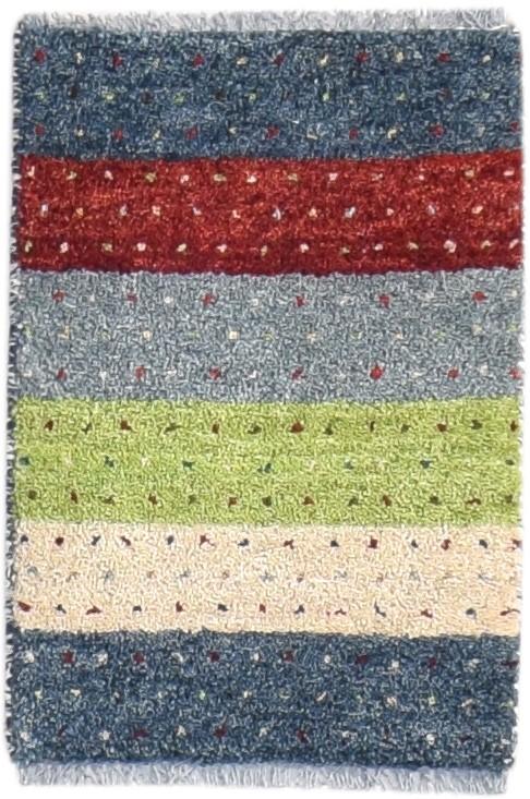 1X2 Rug Wool Multi Color Southwestern Hand Knotted Gabbeh Striped Small Carpet 