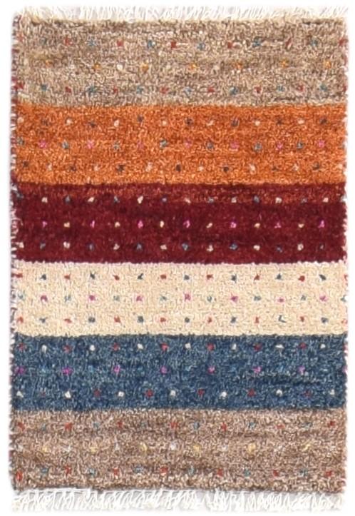 Wool Multi Color Rug 1X2 Southwestern Hand Knotted Gabbeh Striped Small Carpet 