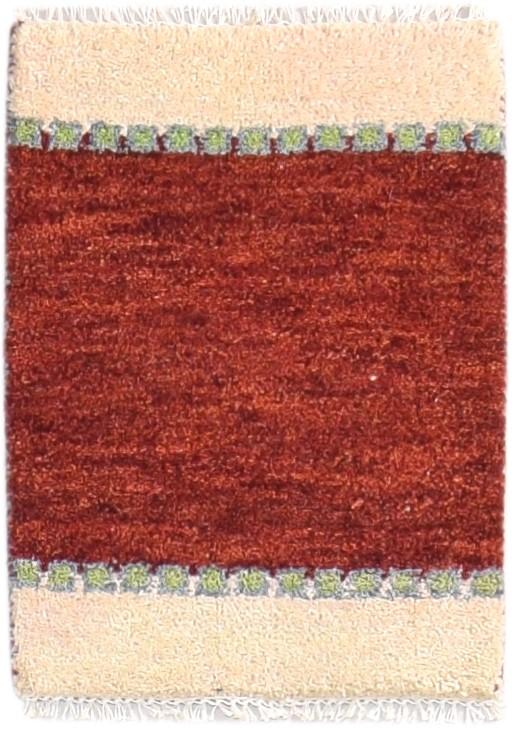 Wool Red Rug 1' X 2' Southwestern Hand Knotted Gabbeh Striped Small Carpet 