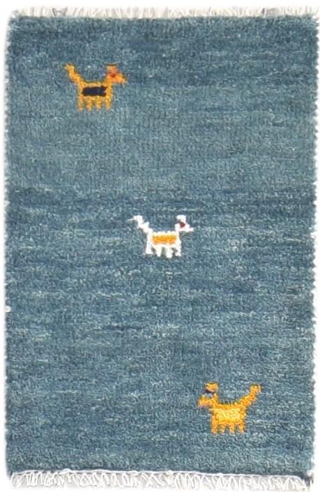 Blue Wool Rug 1' X 2' Southwestern Hand Knotted American Tribal Small Carpet 